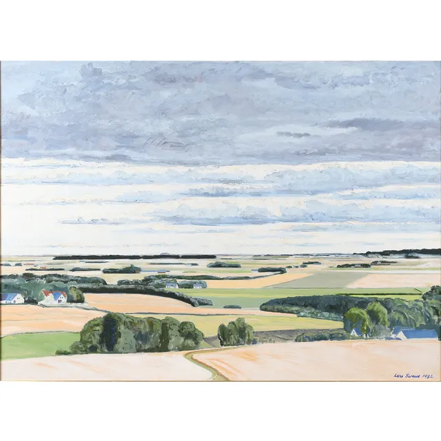 LARS SWANE (1913-2002). Marklandskab, olie på lærred, 1982.