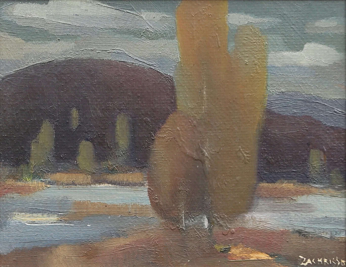PER OLOF ZACHRISSON. Landskapsmotiv. Olja på pannå, signerad Zachrisson. — Paintings — Garpenhus Auktioner