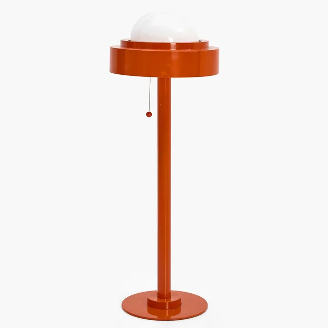 PO STRÖM. Golvlampa, "Lins", IKEA, 1970-tal, orangelackerad metall.