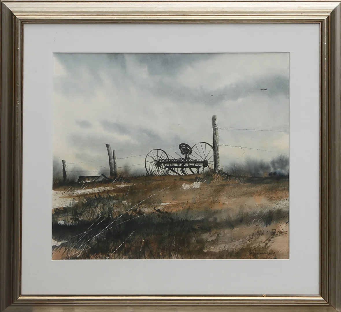 NILS E JOHANSSON. AKVARELL på papper "Silhuett II" signerad, 1989. — Paintings — Kalmar Auktionsverk