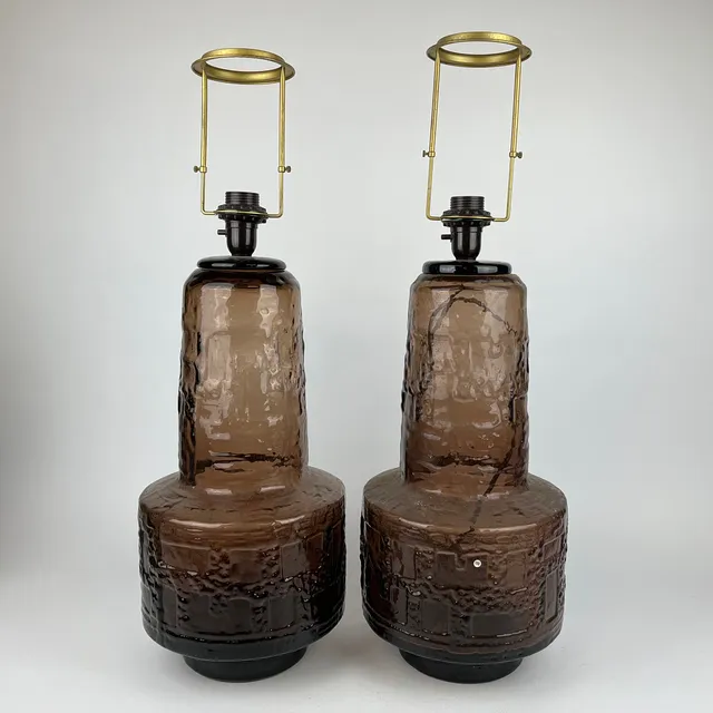 GÖTE AUGUSTSSON. Bordslampor, ett par. Glas. Ruda glasbruk.