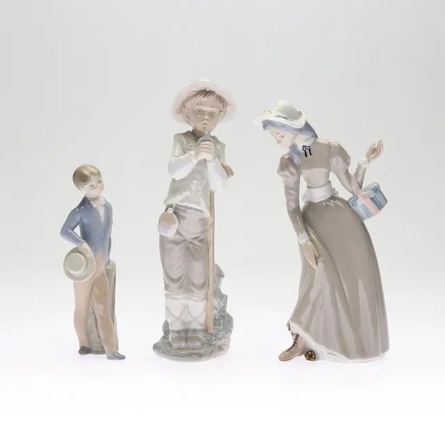FIGURINER, 3 st, porslin, b.la. Nao, Spanien.