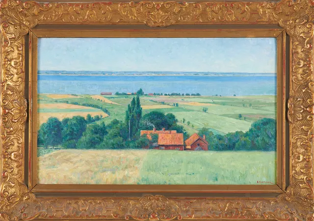 ELIAS ERDTMAN. Landskapsmotiv, olja på duk, signerad E. Erdtman.