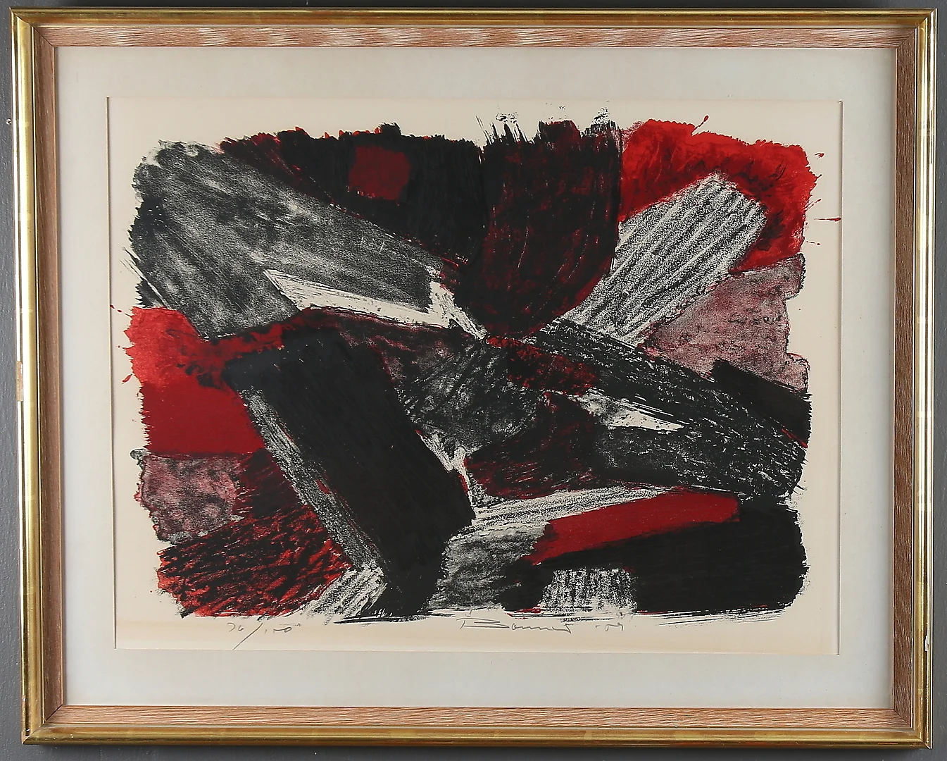 OLLE BONNIER. Abstrakt komposition, färglitografi, signerad och numrerad 76/110. — Engravings & Prints — Stadsauktion Sundsvall