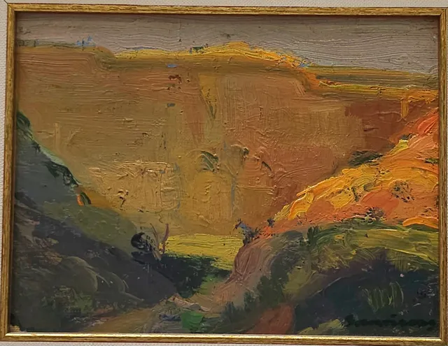 RAMON SANVISENS. ÓLEO SOBRE TABLA"PAISAJE".