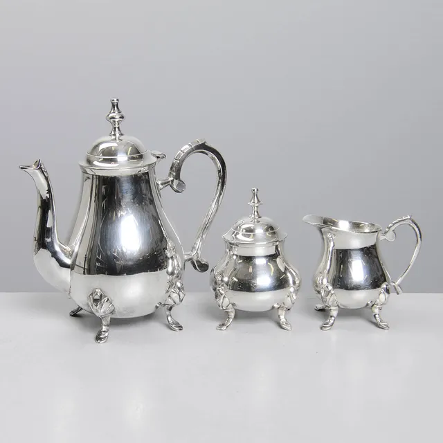 KAFFESERVIS, 3 delar, rostfritt stål, 1900-talets andra del.