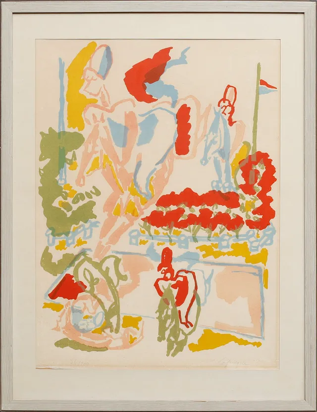 CHARLES LAPICQUE. Komposition, Färglitografi, signerad och numrerad 79/200.