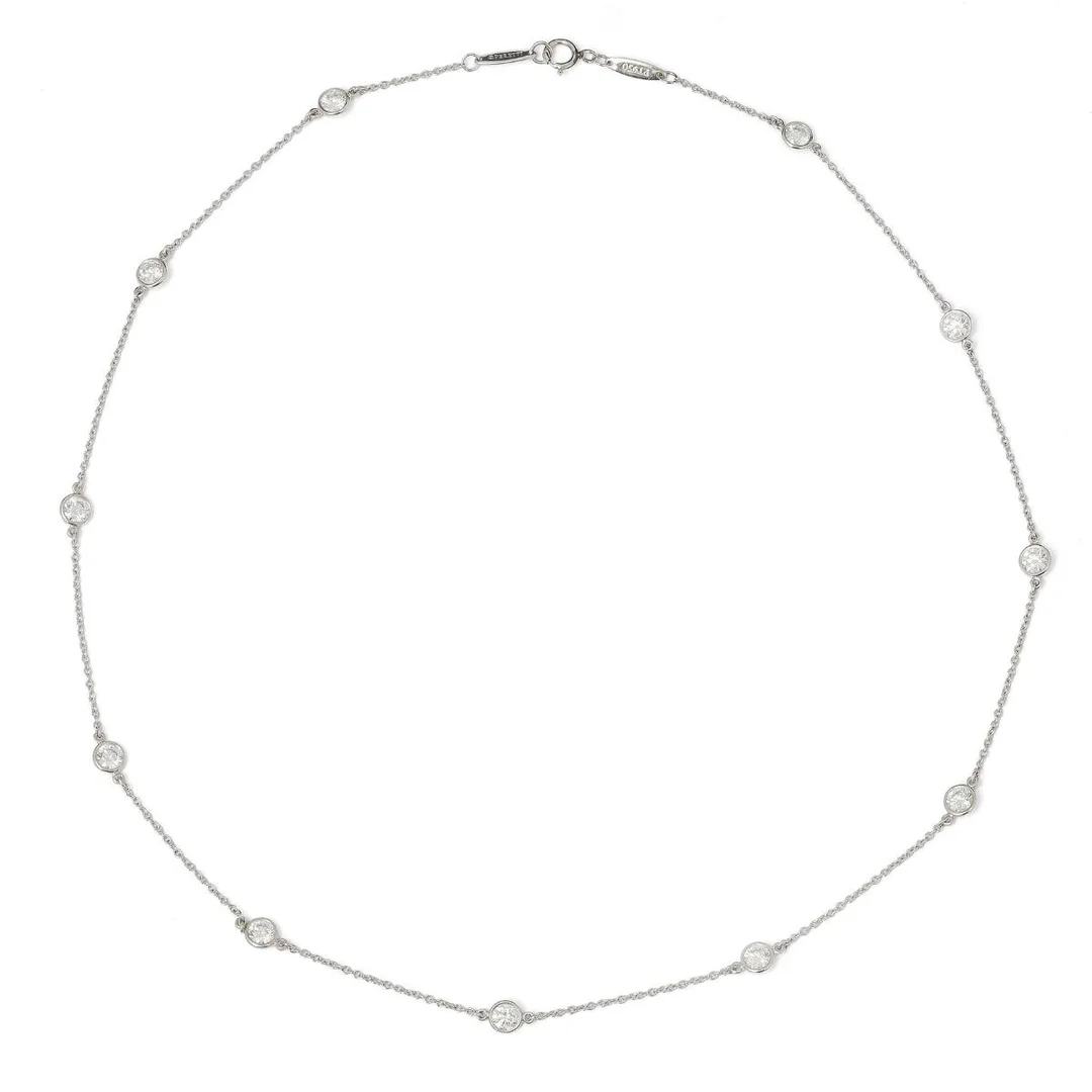 A “Diamons by the Yard” diamond necklace set with eleven brilliant-cut diamonds weighing a total of app. 1.54 ct., mounted in platinum. Colour: E-F. Clarity: VVS-VS. Design by Elsa Peretti. Weight app. 4.5 g. L. 40.5 cm. — Jewellery/Necklaces & pendants — Bruun Rasmussen