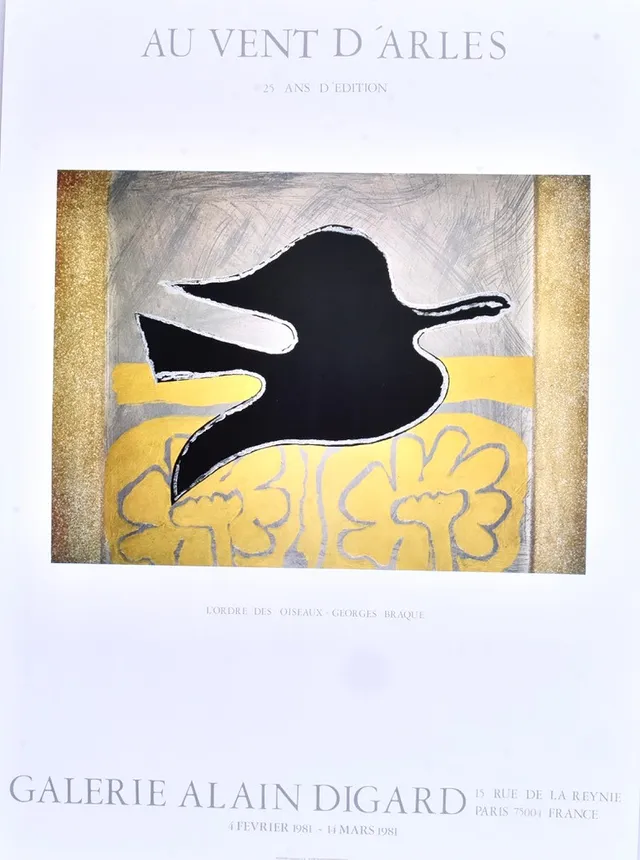 GEORGES BRAQUE. Utställningsaffisch, offsettryck, Galerie Alain Digard 1981.