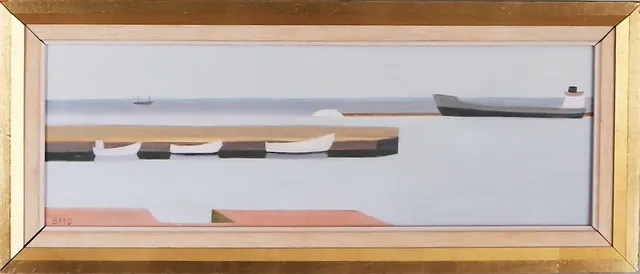 BARBRO DANIELSSON. Hamnmotiv, olja på duk, signerad, 1958.