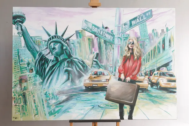 NIKOLAJ THERKILDSEN, DOART. Maimeri akryl på lærred, "The American Dream" Sign. forside og bagside.