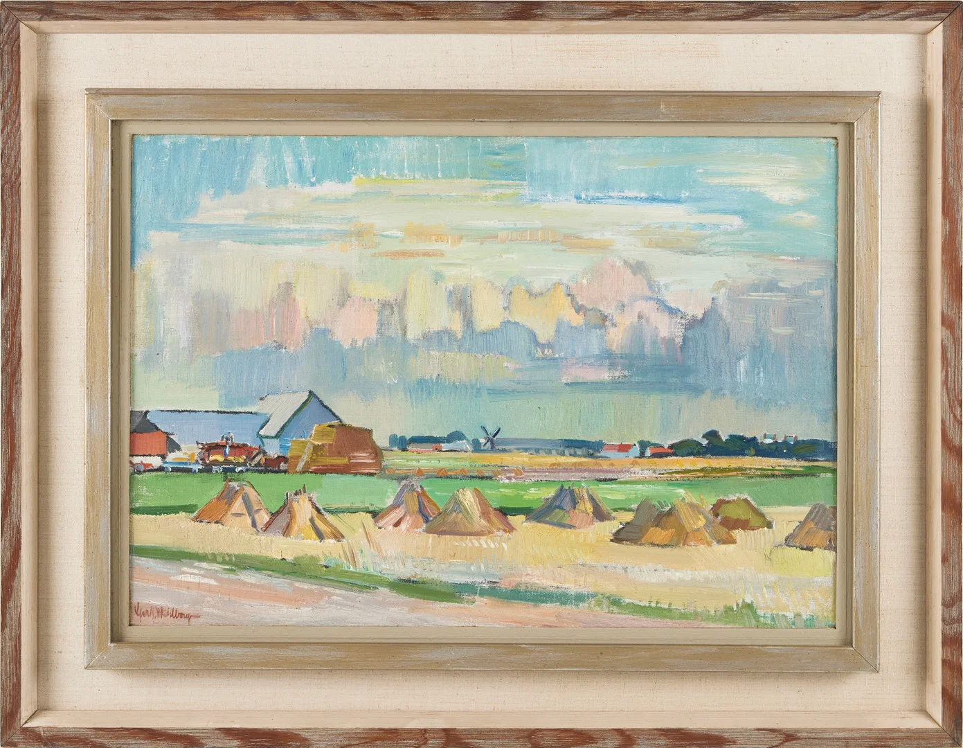GERHARD WIHLBORG. "Kyrkan, höstdag, Löderup", signerad, olja på pannå. — Paintings — Stockholms Auktionsverk Magasin 5