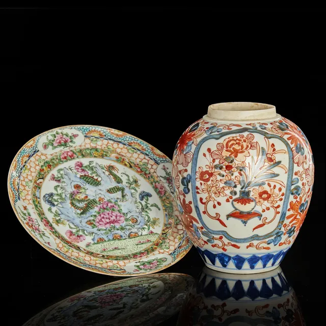 FAT och BOJAN, porslin, Kina och Japan, kantonporslin samt imari, sent 1800-tal.