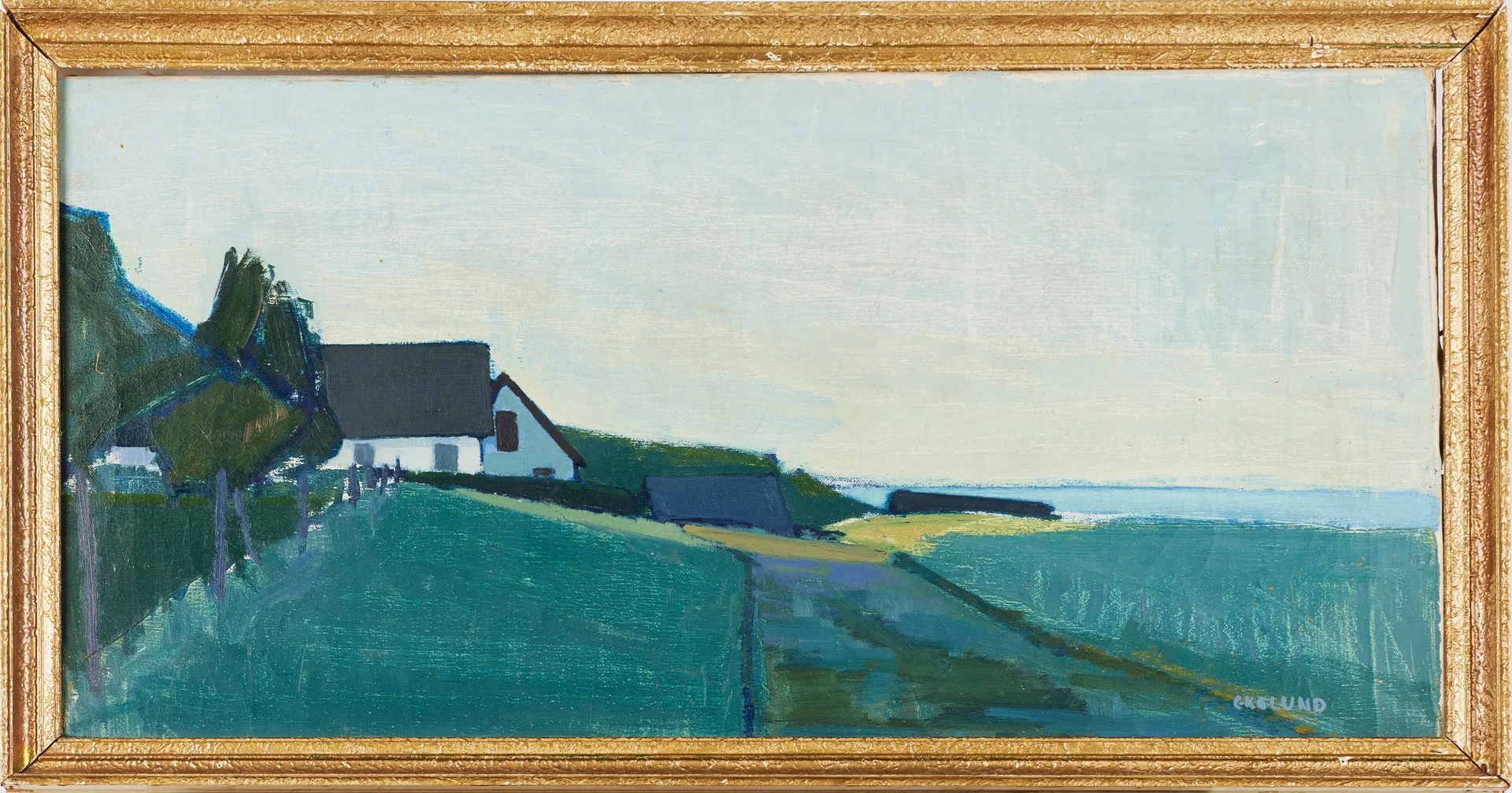 IVAR EKELUND (1908-2002). Kustmotiv med hus, olja på duk, signerad Ekelund. — Paintings — Stockholms Auktionsverk Magasin 5