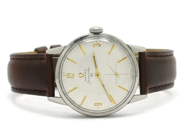 OMEGA, Seamaster 30, Cal 267, Serie nr. 16180839, Ref nr. ST 125.003, Boett nr. 125.003-62, herrur, 35 mm, stål, manuell, plexiglas, liten sekundvisare, skadad urtavla, läderband, ca 1961.