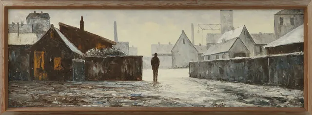 OKÄND KONSTNÄR. Stadsbild, olja på duk.