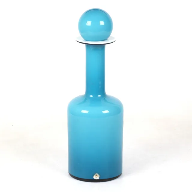 OTTO BAUER. Karaff med propp, glas, Holmegaard.