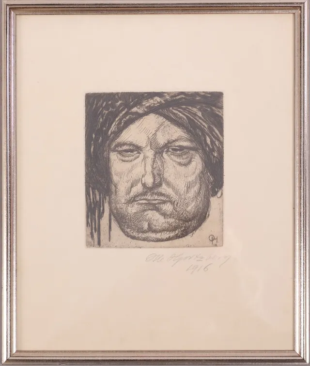 OLLE  HJORTZBERG. Eetsning, signerad samt daterad 1916.