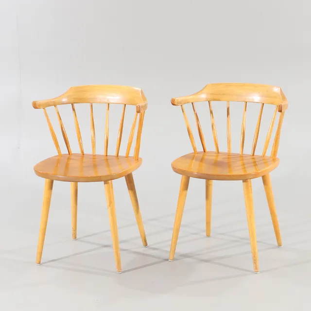 YNGVE EKSTRÖM. Karmstolar, 1 par, "Småland", björk.