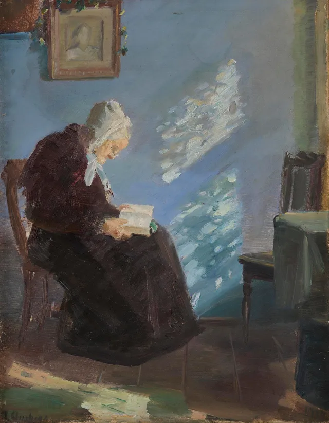 Anna Ancher, Konstnärens mor Ane Brøndum i det blå rummet.