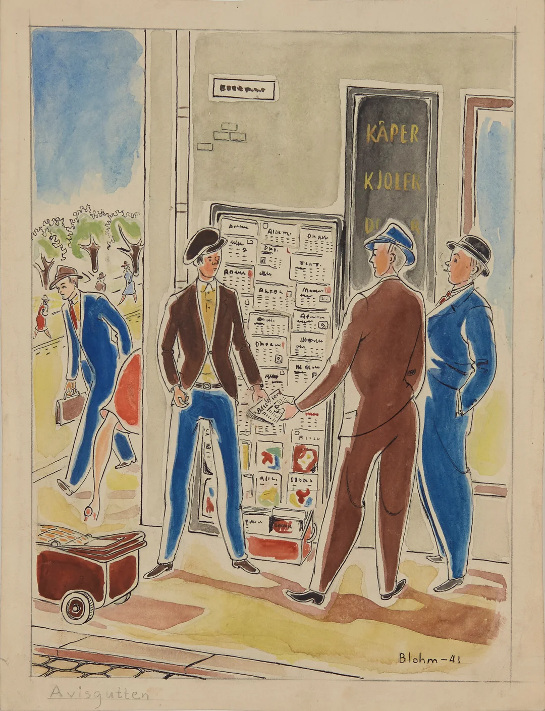 Blohm, Roy — "Avisgutten" 1941 — Kunst/Øvrig billedkunst — Blomqvist