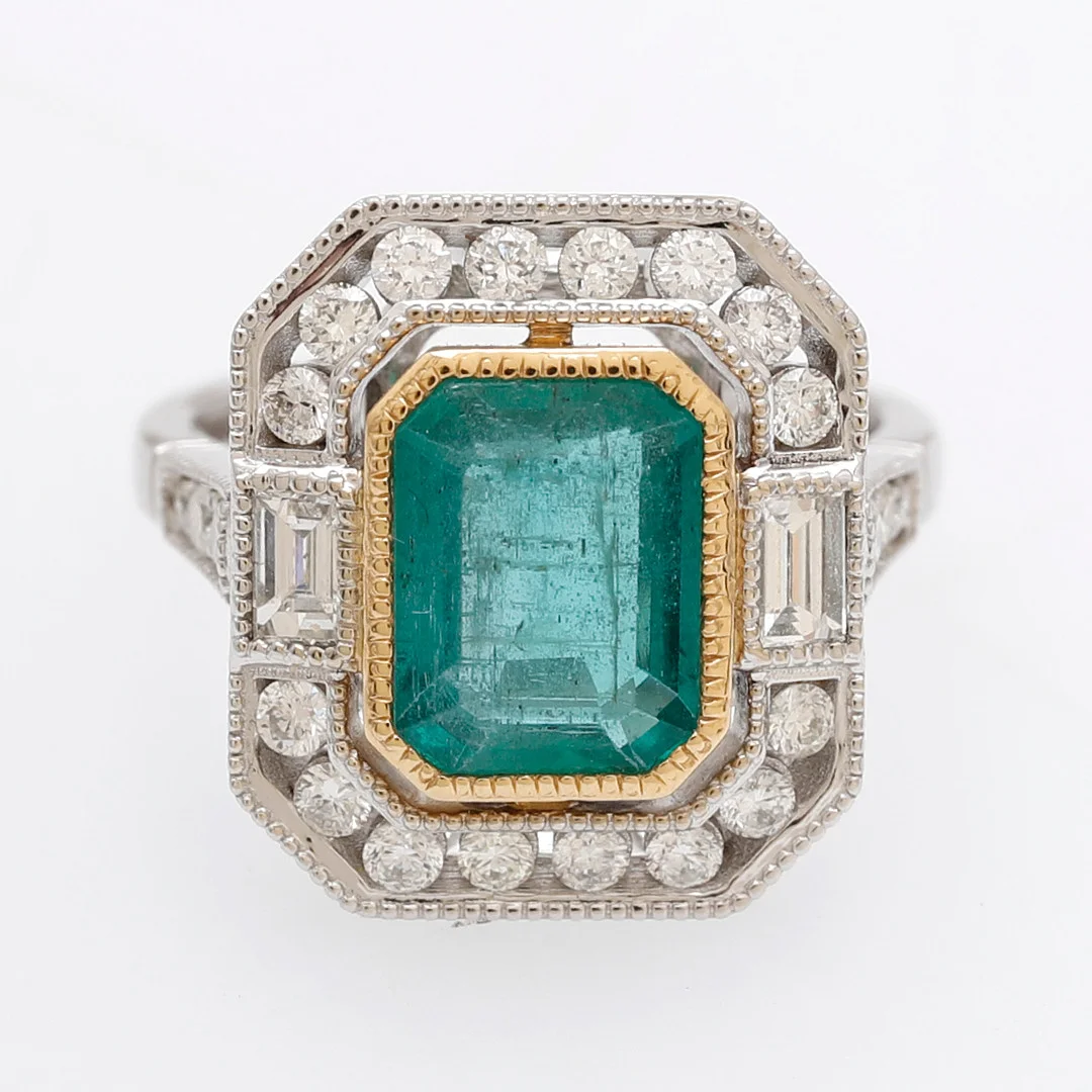 Art Deco style emerald and diamonds ring. — Rings — Balclis