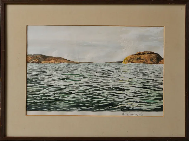 PETER ENGBERG. Kustbild, akvarell, signerad.