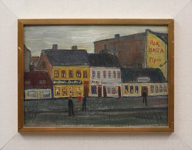 ÅKE WALDEMAR LARSSON. "Rundelsgatan, Malmö", olja på pannå, signerad Waldemar och daterad -67.