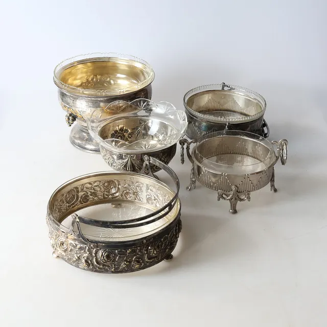 SKÅLAR, 5 st, nysilver, Jugend.