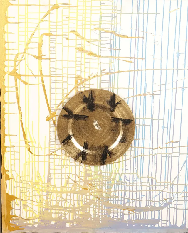 FRAN LOK. Composicion abstracta con plato. 1968.