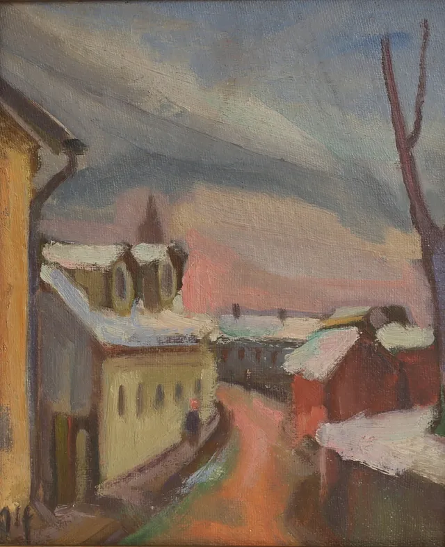 ALF GUSTAVSSON. Olja på pannå, signerad.