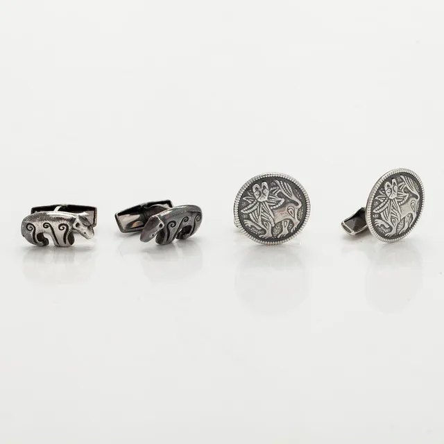Kalevala Koru, manschettknappar, 2 par, silver.