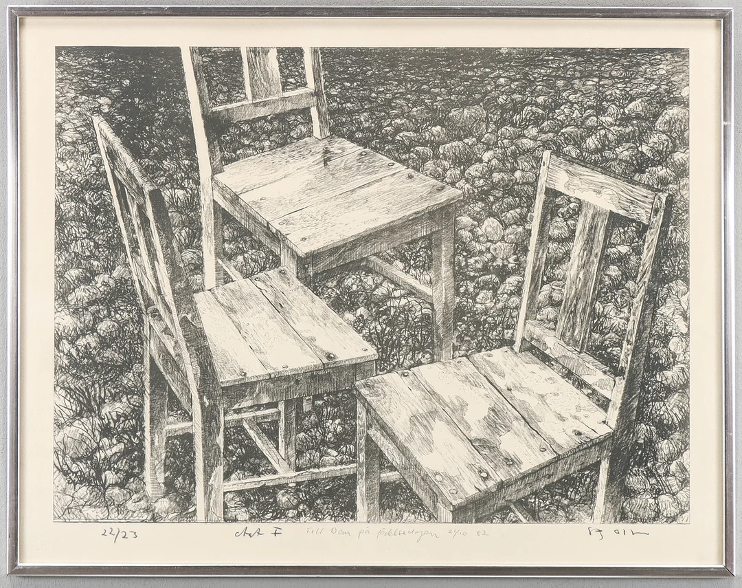 STIG OLSON. Litografi 22/23, signerad med dedikation. — Engravings & Prints — Karlstad Hammarö Auktionsverk