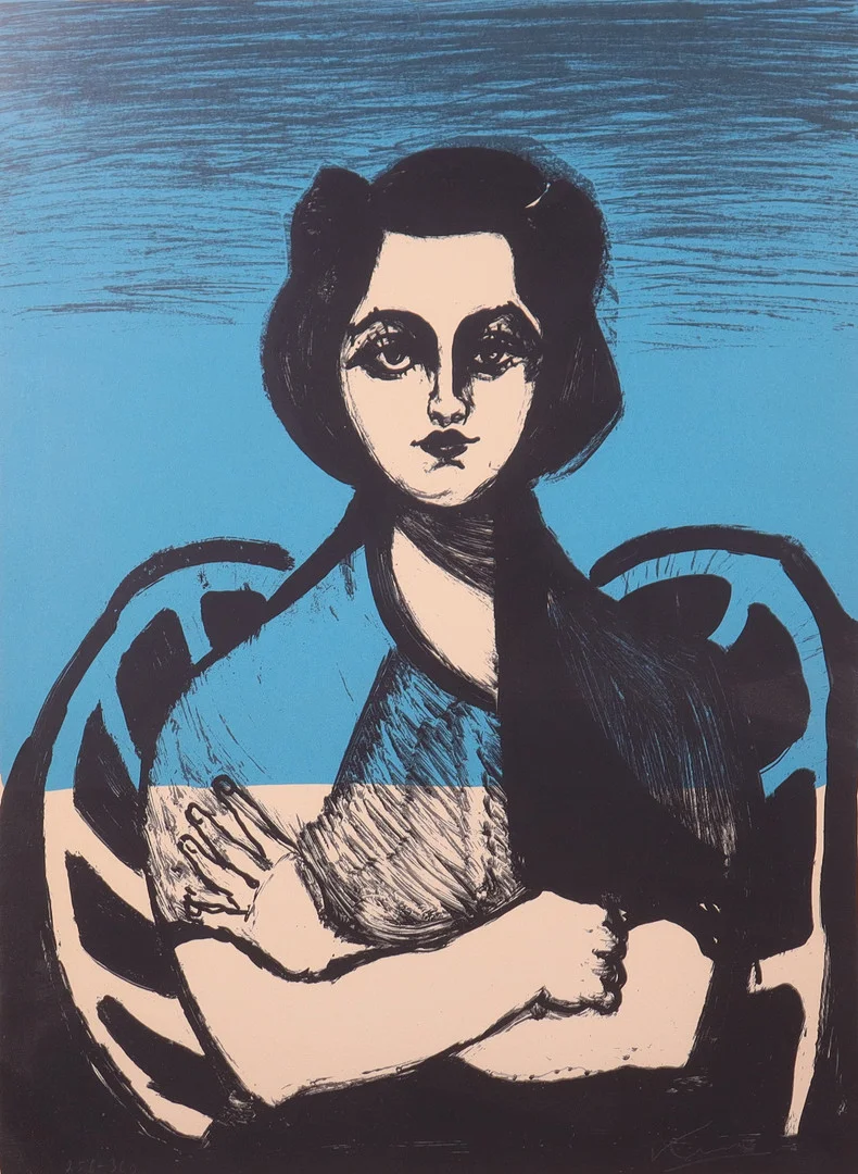 ROLAND KEMPE. litografi, kvinnoporträtt. — Engravings & Prints — Markus Auktioner