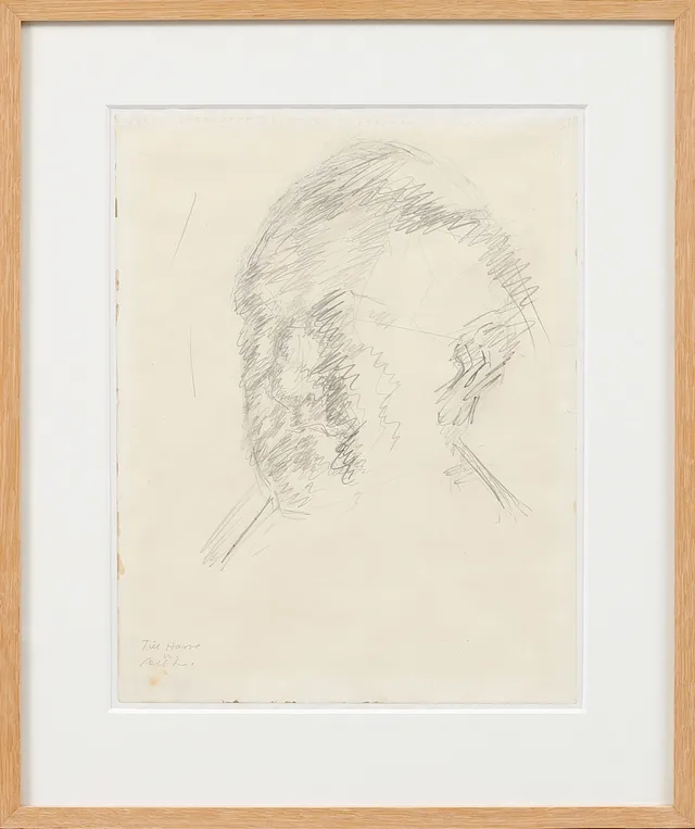 ALF LINDBERG. Självporträtt, blyerts, signerad.