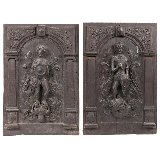 A PAIR OF 17TH CENTURY OAK PANELS (2).