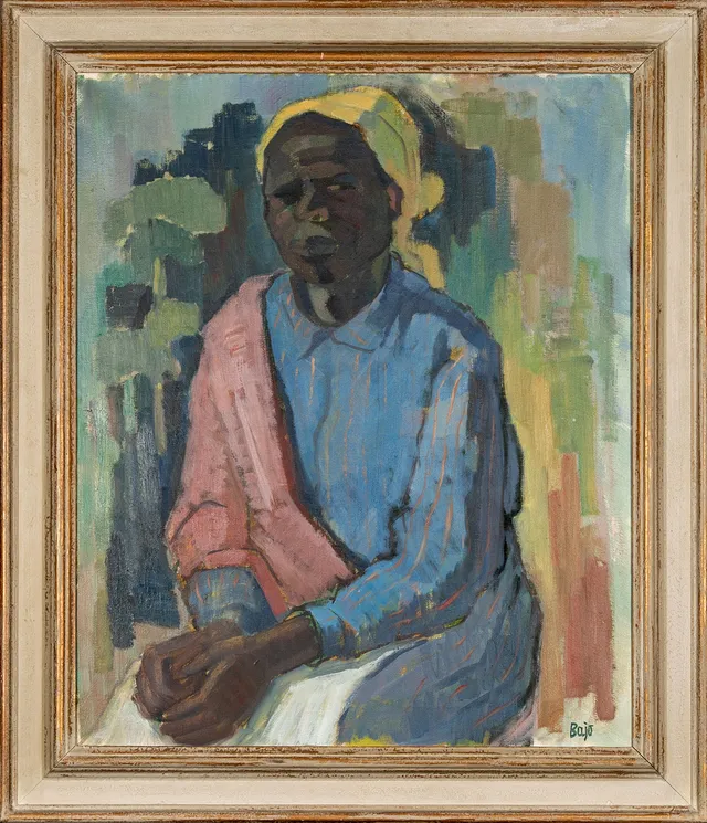 BERTIL JOHANSSON-BAJO (1906-1982). Olja på duk, kvinnoporträtt, signerad.
