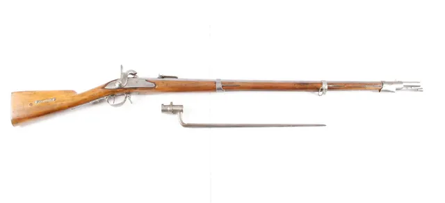 Dansk Miniériffel Model 1861, ex. fransk model 1822 transformée med bajonet.