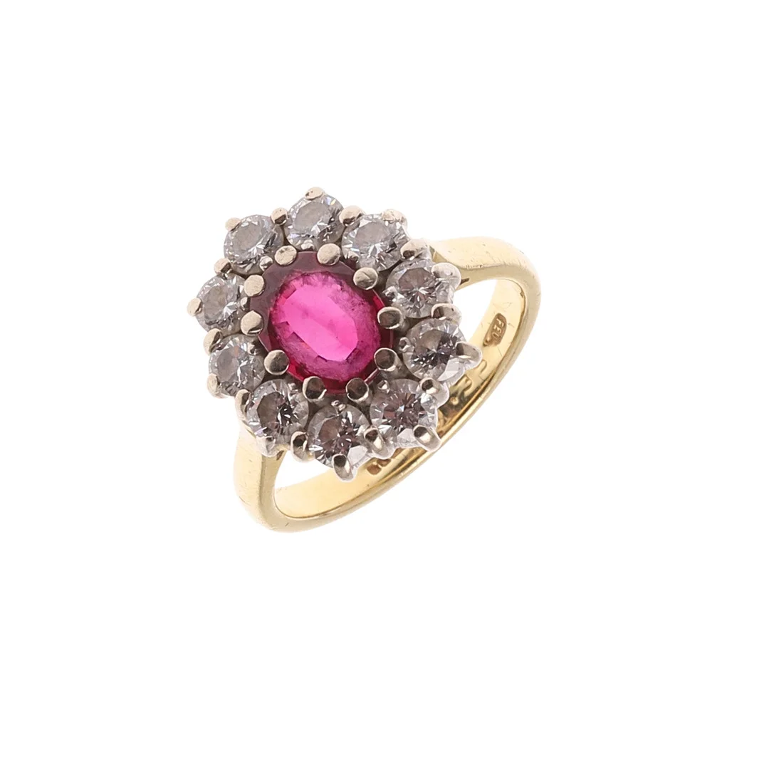 A RUBY AND DIAMOND CLUSTER RING. — Rings — Lawrences Auctioneers