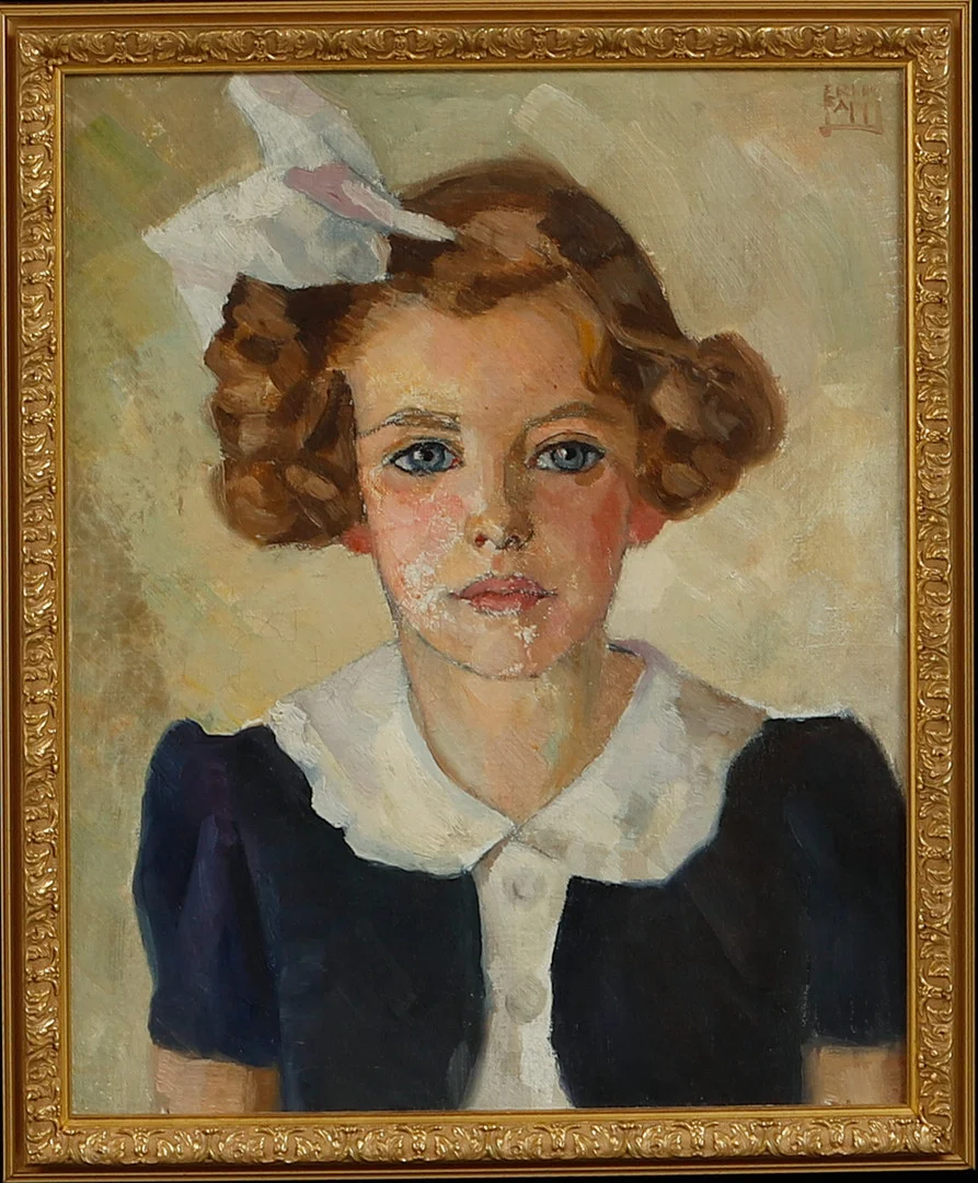 ERIK LAMM. Flickporträtt, olja på duk, uppfodrad, signerad. — Paintings — Göteborgs Auktionsverk