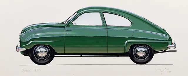 RONY LUTZ. SAAB. Original. Saab 92. Dark Green.