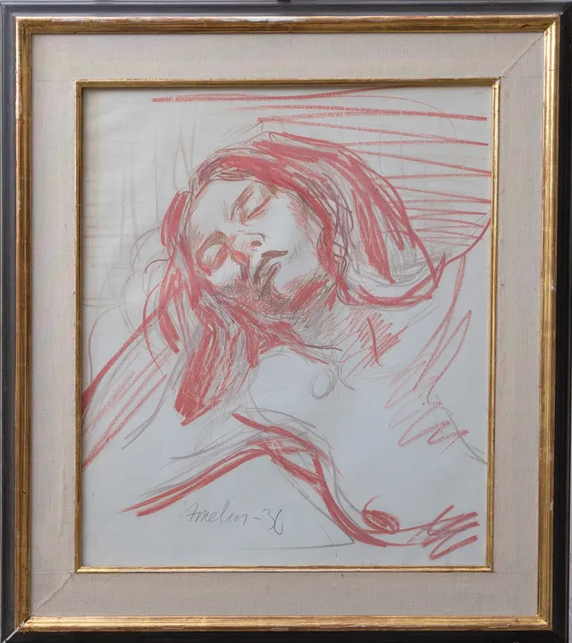 ALBIN AMELIN. PASTELL på papper, signerad, daterad 1930.