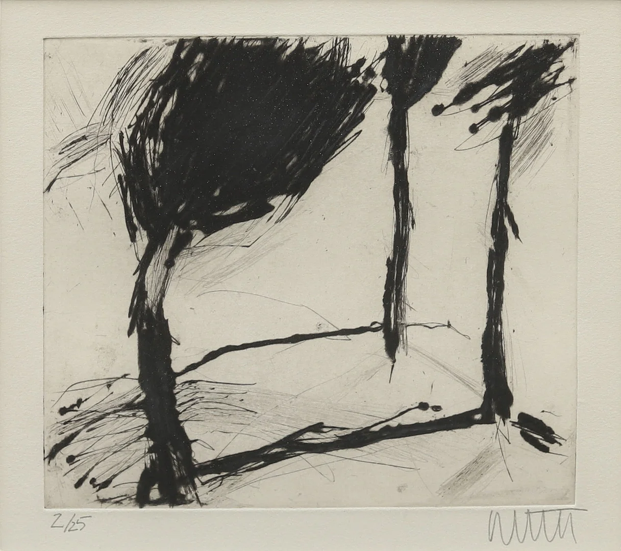 NETTE JOHANSSON (FÖDD 1960). Ett träd, torrnål, signerad och numrerad. — Engravings & Prints — Garpenhus Auktioner