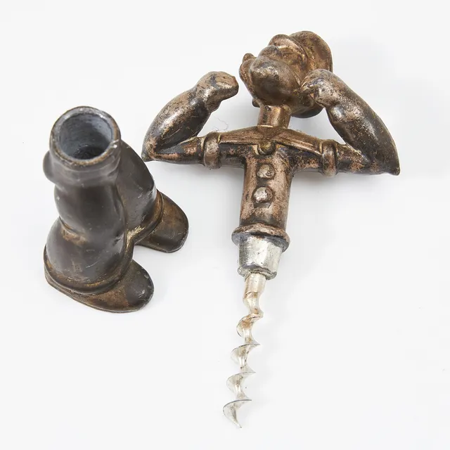 BULLS PRESSTJÄNST, korkskruv, 1937, kromad metall, märkt Bulls COPYRIGHT PAT.