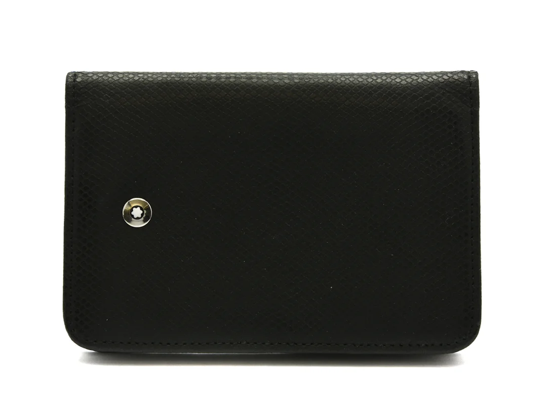 PLÅNBOK/KORTHÅLLARE MONTBLANC, svart präglat läder, 1 huvudfack, 3 mindre fack, 11x7,5cm, visst sliatge — Accessoarer/Plånböcker — Kaplans