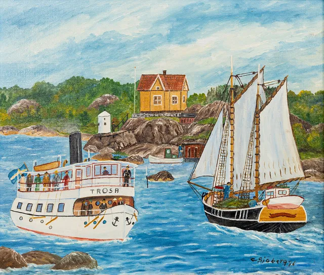 CURT SJÖBERG. Skärgårdsmotiv, olja på duk, signerad, daterad 76.