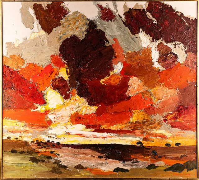 JOHN THORGREN. Olja på duk, "Kvälls himmel", Signerad och daterad 1970.