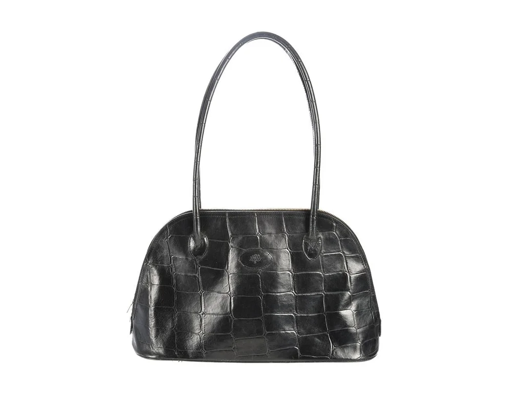 VÄSKA, MULBERRY, vintage, svart präglat läder, 37x22x11 cm, dustbag. — Accessoarer/Väskor — Kaplans