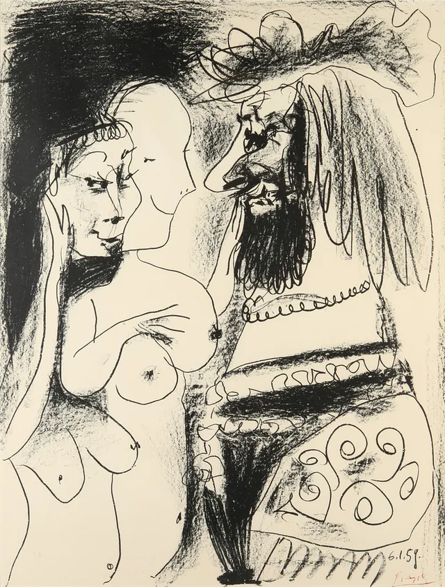 PABLO PICASSO. efter, litografi, "Le vieux Roi", signerad i trycket.