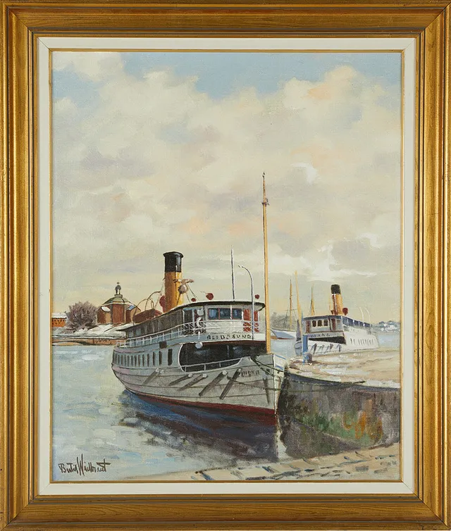 BERTIL WIDBRANDT. Stockholmsmotiv färja, signerad.